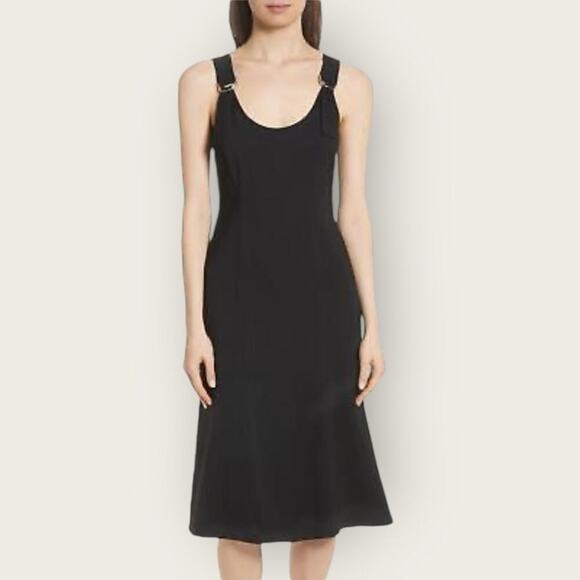 NWT | A.L.C. | Sander Buckle Strap Midi Dress | Black | Size 12 - Picture 1 of 16